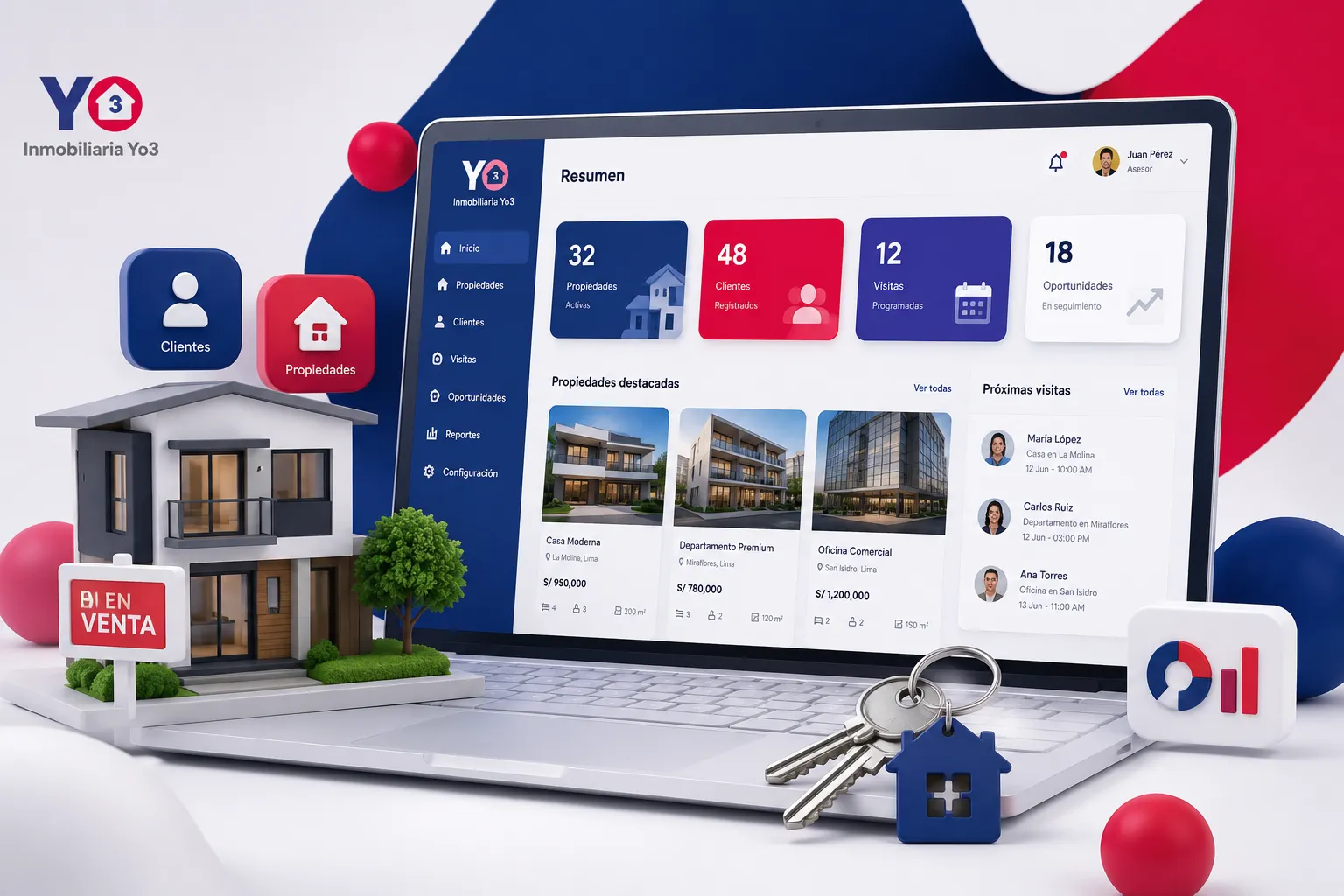 Interfaz del sistema INMOBILIARIA YO3